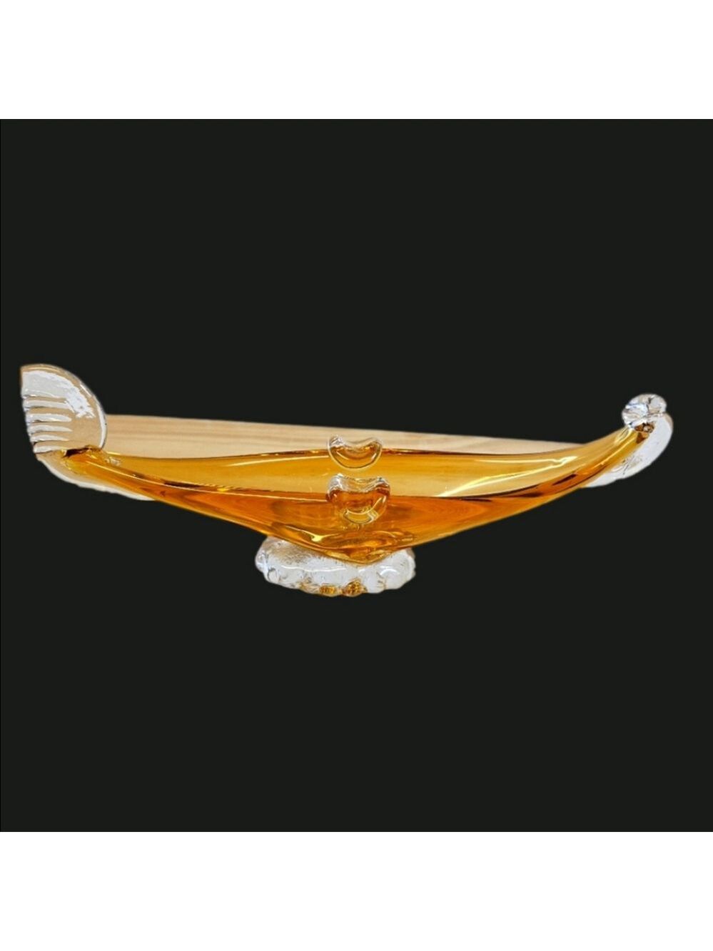 Vintage 60s Murano-style Orange Art Glass Gondola Ashtray